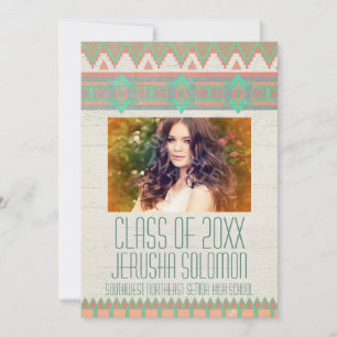 Aztec Tribal Photo Graduation Party Open House Invitation