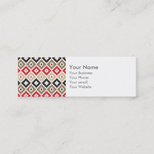 Aztec Tribal Print Ikat Diamond Pattern Mini Business Card