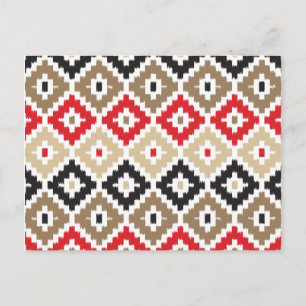 Aztec Tribal Print Ikat Diamond Pattern Postcard