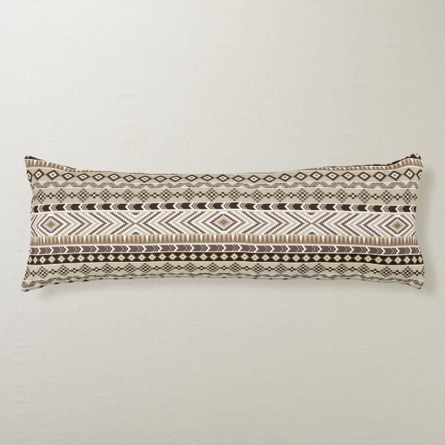 Aztec Tribal Print Neutral Browns Beige Taupe Body Cushion (Front)