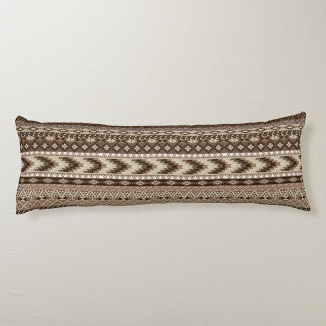 Aztec Tribal Print Neutral Browns Beige Taupe Body Cushion (Back)