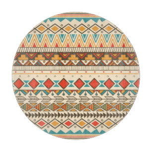 Aztec Tribal Striped Vintage Illustration Cutting Board