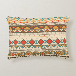 Aztec Tribal Striped Vintage Illustration Decorative Cushion