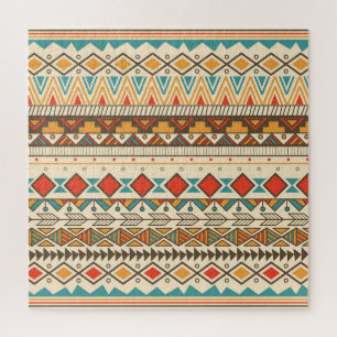 Aztec Tribal Striped Vintage Illustration Jigsaw Puzzle