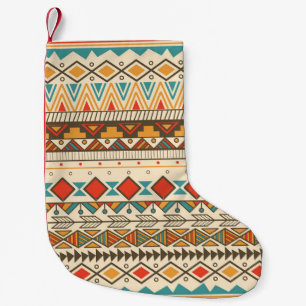 Aztec Tribal Striped Vintage Illustration Small Christmas Stocking