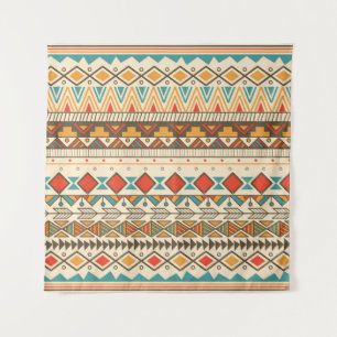 Aztec Tribal Striped Vintage Illustration Tapestry