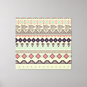 Aztec Tribal Stripes: Vintage Illustration Canvas Print