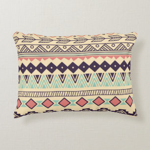Aztec Tribal Stripes: Vintage Illustration Decorative Cushion