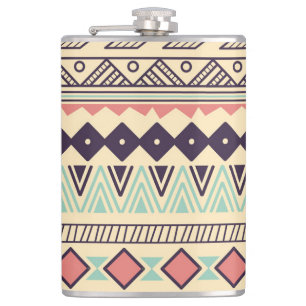 Aztec Tribal Stripes: Vintage Illustration Hip Flask