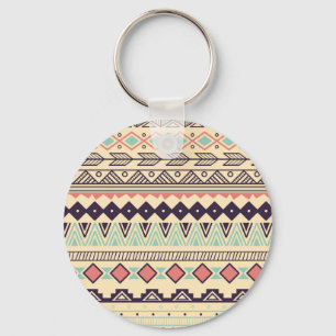 Aztec Tribal Stripes: Vintage Illustration Key Ring