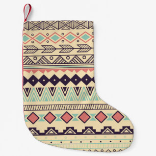 Aztec Tribal Stripes: Vintage Illustration Small Christmas Stocking