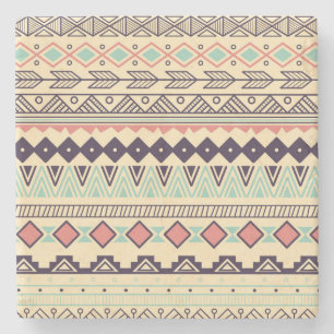 Aztec Tribal Stripes: Vintage Illustration Stone Coaster