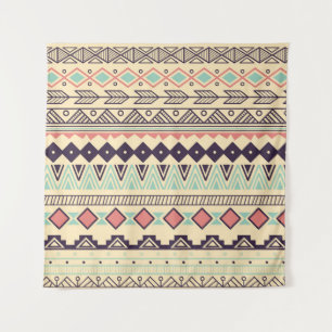 Aztec Tribal Stripes: Vintage Illustration Tapestry