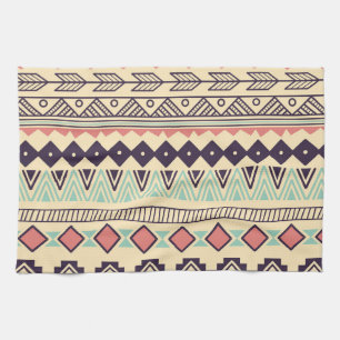 Aztec Tribal Stripes: Vintage Illustration Tea Towel