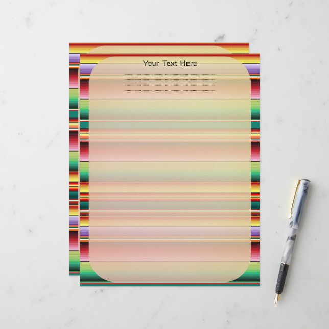 Aztec Tribal Traditional Textile Colourful Linear  Custom Letterhead (Front/Back In Situ)