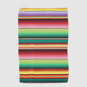 Aztec Tribal Traditional Textile Colourful Linear Golf Towel
