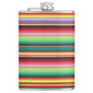 Aztec Tribal Traditional Textile Colourful Linear Hip Flask