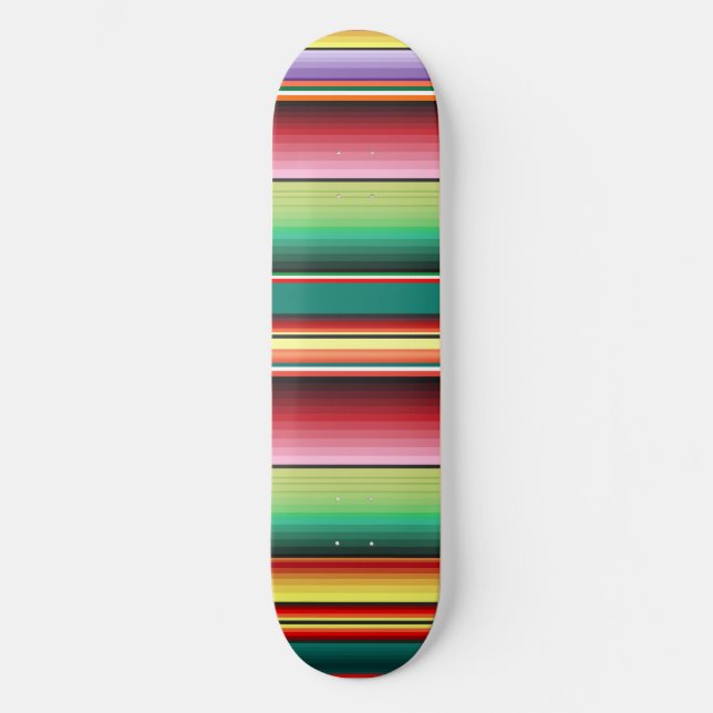Aztec Tribal Traditional Textile Colourful Linear  Skateboard (Front)