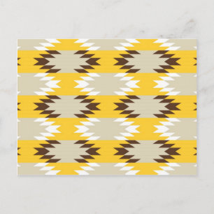 Aztec Tribal Yellow Brown Native American Designs Postcard