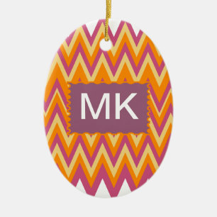 Aztec Tribal ZigZag Ceramic Tree Decoration