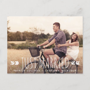 Aztec Typography Just Married Postcard