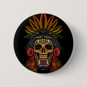 Aztec Warrior 6 Cm Round Badge