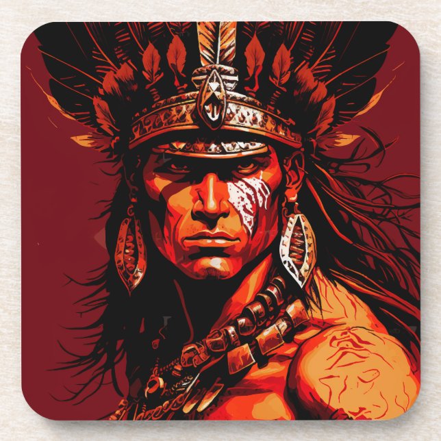 Aztec warrior, Aztec culture, Mayan culture Coaster (Front)