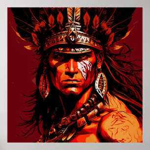 Aztec warrior, Aztec culture, Mayan culture Poster