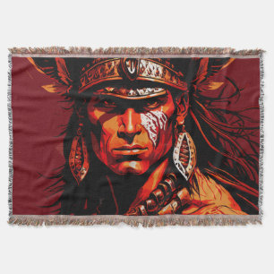 Aztec warrior, Aztec culture, Mayan culture Throw Blanket