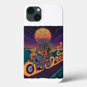 Aztec Warrior Biker Fire Serpent & Jaguar iPhone 13 Case
