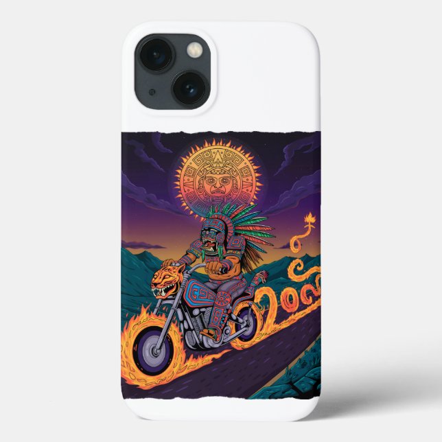 Aztec Warrior Biker | Fire Serpent & Jaguar  Case-Mate iPhone Case (Back)