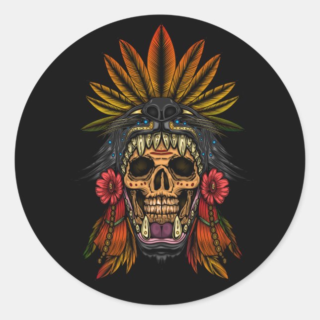 Aztec Warrior Classic Round Sticker (Front)