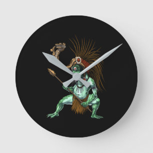 Aztec Warrior Deity Cueyatl Round Clock