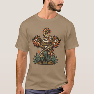 Aztec Warrior Eagle with Spear Vintage colour T-Shirt