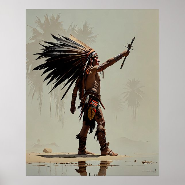 Aztec Warrior Salutation To The Sun Poster (Front)