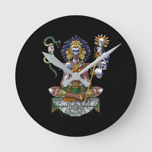 Aztec Warrior Shaman Round Clock (Front)