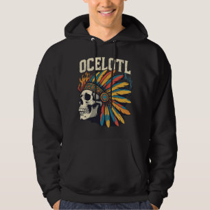 Aztec Warrior Skull with Colourful Feather Headdre Hoodie