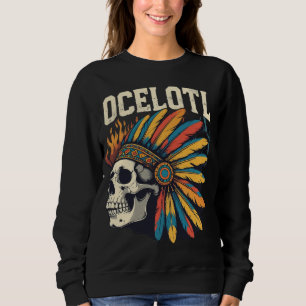 Aztec Warrior Skull with Colourful Feather Headdre Sweatshirt