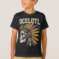Aztec Warrior Skull with Colourful Feather Headdre