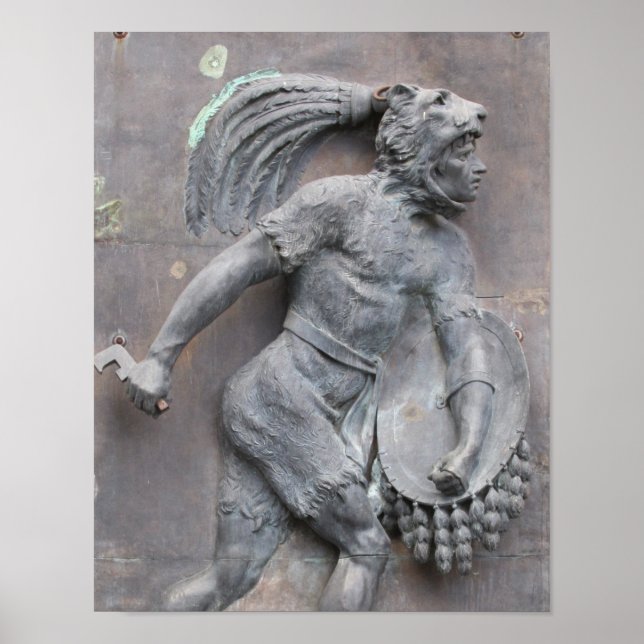 Aztec Warrior Stone carving Poster (Front)