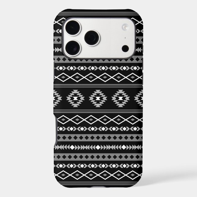 Aztec White Grey Black Mixed Motifs Pattern (Back)