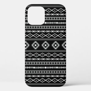 Aztec White Grey Black Mixed Motifs Pattern iPhone 12 Case