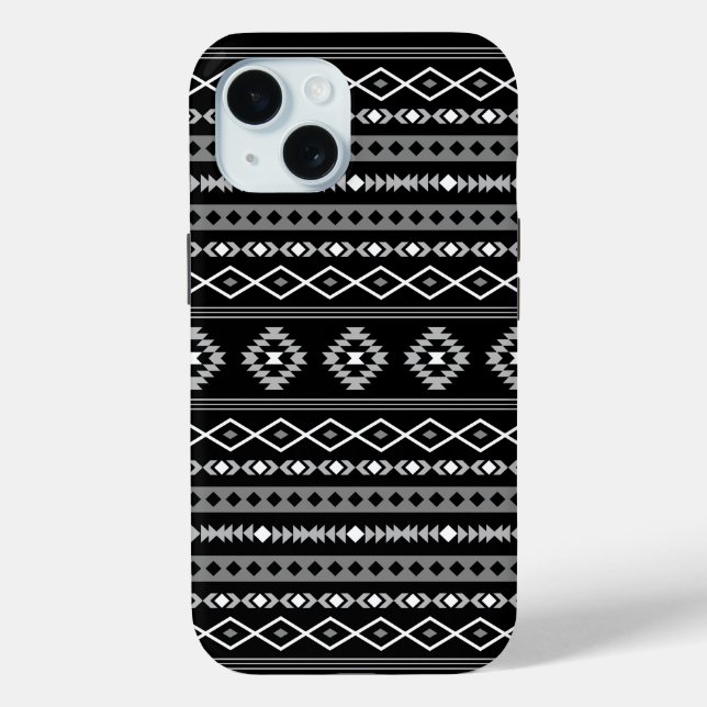 Aztec White Grey Black Mixed Motifs Pattern Case-Mate iPhone Case (Back)