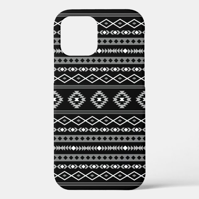 Aztec White Grey Black Mixed Motifs Pattern Case-Mate iPhone Case (Back)
