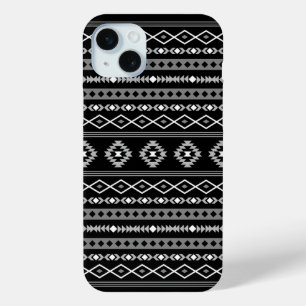 Aztec White Grey Black Mixed Motifs Pattern iPhone 15 Mini Case