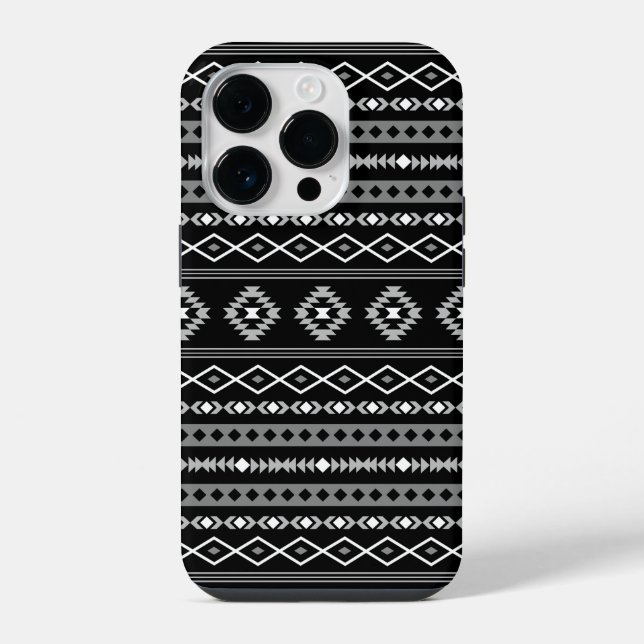 Aztec White Grey Black Mixed Motifs Pattern iPhone Case (Back)