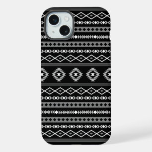 Aztec White Grey Black Mixed Motifs Pattern iPhone 15 Plus Case