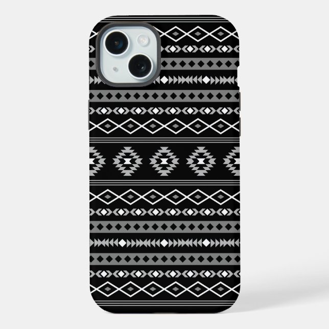 Aztec White Grey Black Mixed Motifs Pattern iPhone Case (Back)