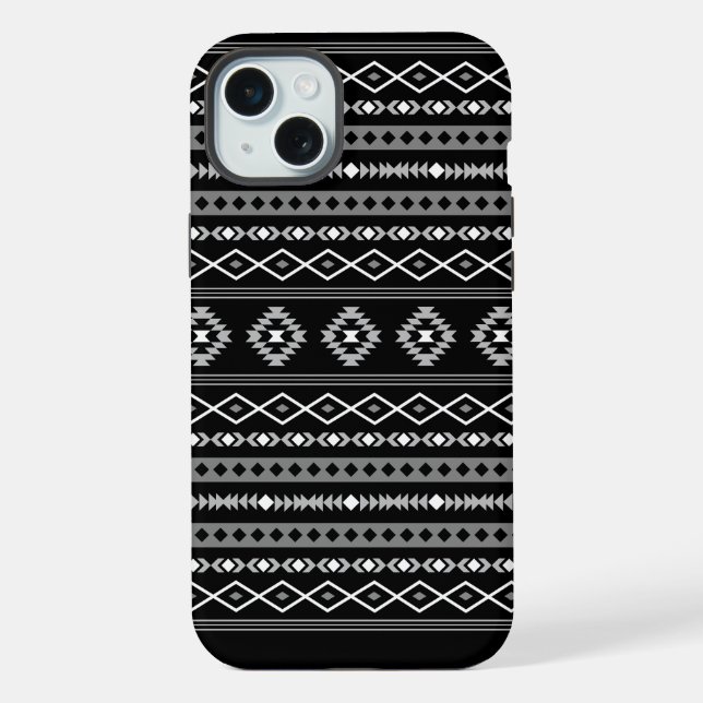 Aztec White Grey Black Mixed Motifs Pattern iPhone Case (Back)