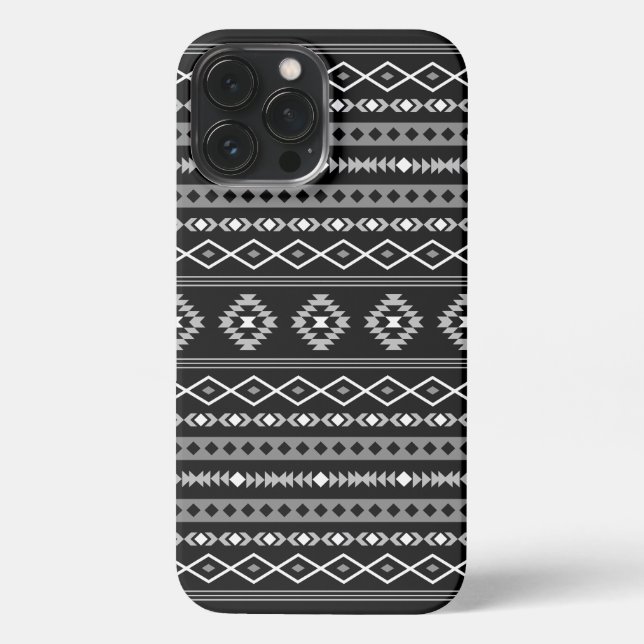 Aztec White Grey Black Mixed Motifs Pattern iPhone Case (Back)
